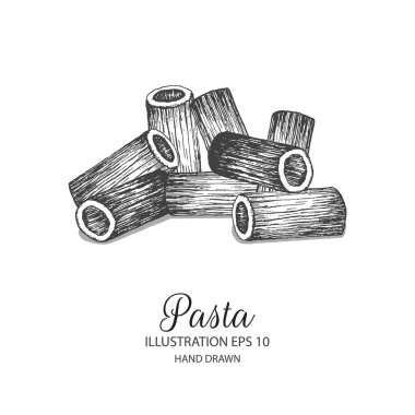 Makarna elle çizilmiş illüstrasyon mürekkep ve kalem kroki tarafından.