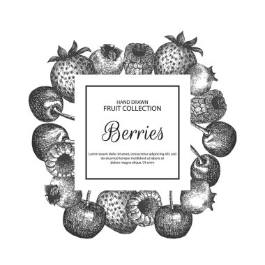 Çilek ile dekoratif çerçeve. 