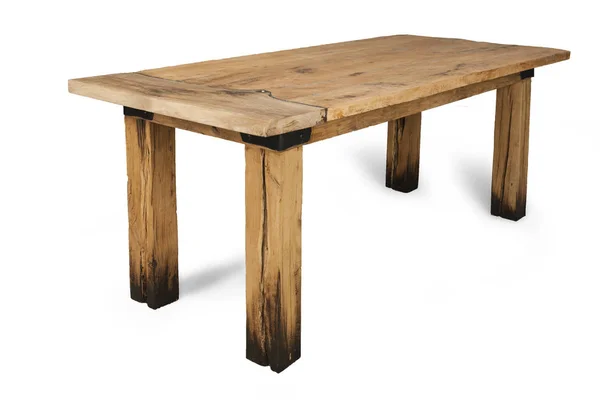 Drewniany stół białe tło — Zdjęcie stockowe