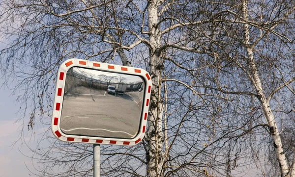 Miroirs de circulation et arbres — Photo