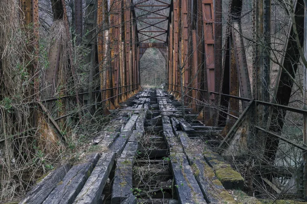 오래 된 철 철도 교량 — 스톡 사진