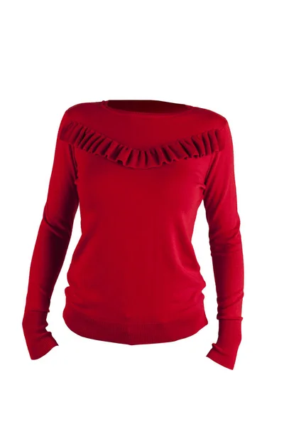 Czerwony sweter izolat tło — Zdjęcie stockowe