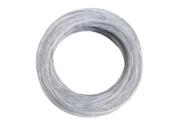 Zilver draad spoel op wit — Stockfoto