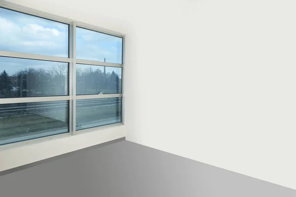 stock image empty room with white walls and window