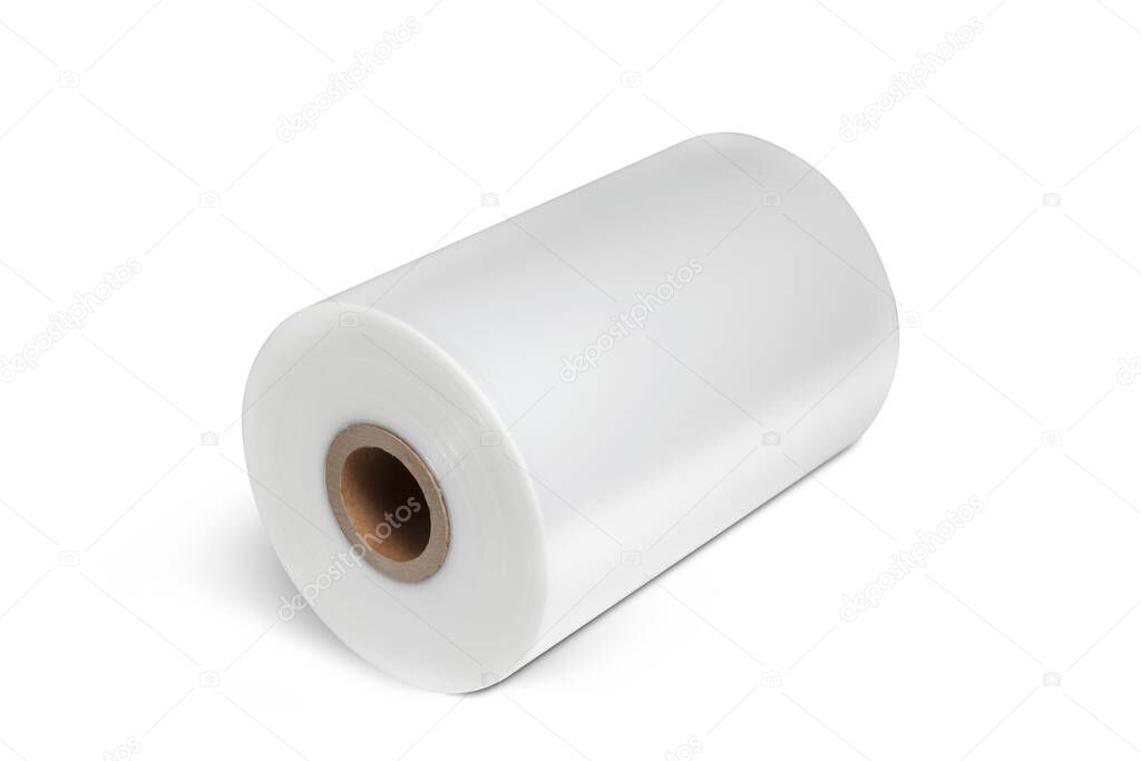 roll of pvc foil isolated on white, close up