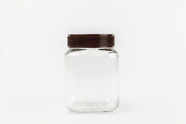 白色背景的空透明塑料瓶 — 图库照片