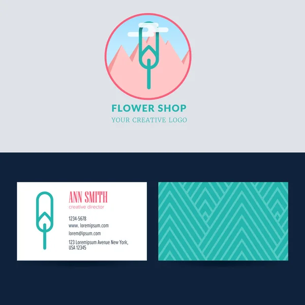 Trendige Blume Logo-Design mit Vorlage Visitenkarte — Stockvektor