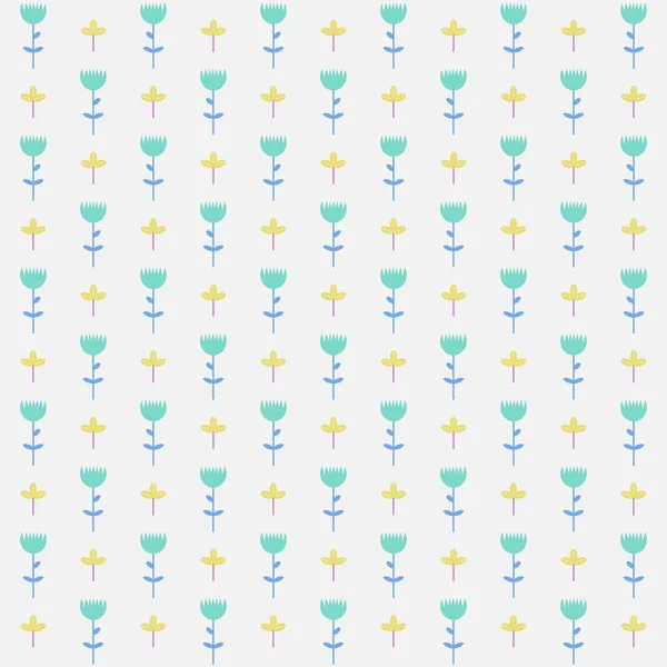 Trendy achtergrond met veld bloemen in platte ontwerp. — Stockvector