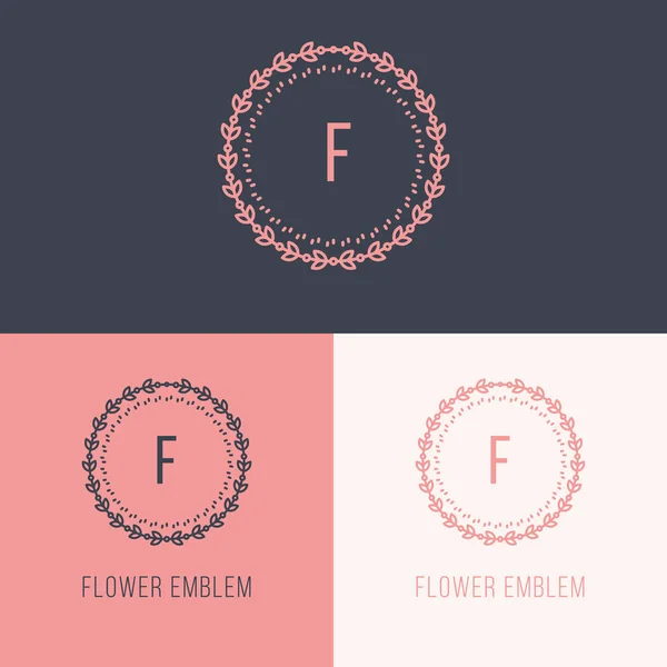 Elegáns virág vonalas Logo tervezés — Stock Vector