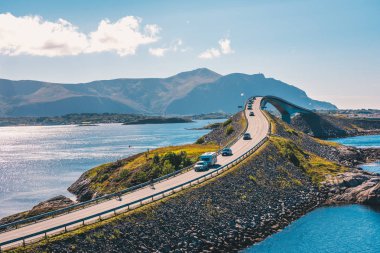 Norveç'te Atlantik yolun havadan görünümü