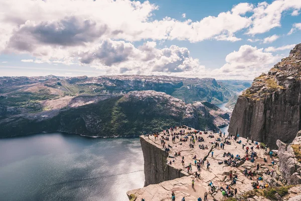 Powyżej Widok Słynny Preikestolen Lysefjord Norwegii — Zdjęcie stockowe