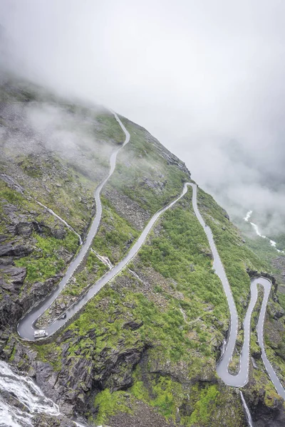 Дивовижна Панорама Trollstigen Серпантин Гірської Дороги Норвегії — стокове фото