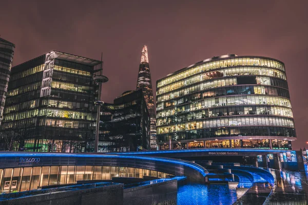 London März 2016 Nachtaufnahme Der Modernen Gebäude Zentrum Londons Bei — Stockfoto