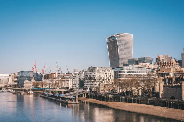 Řece Temži London Panorama Jasný Slunečný Den — Stock fotografie