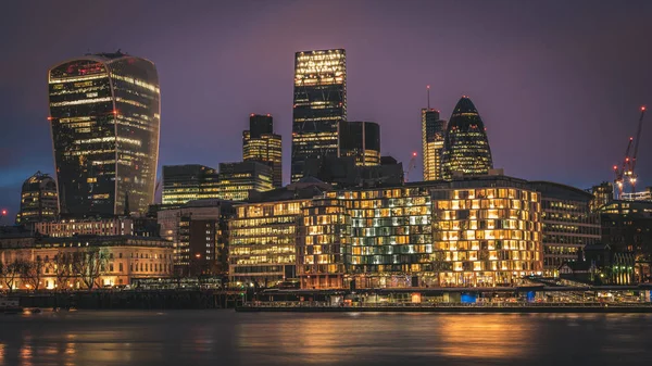 London März 2016 Stadtbild Des Modernen London Bei Nacht — Stockfoto
