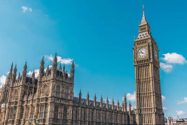 Weltberühmtes Wahrzeichen London Big Ben Und Parlament Großbritannien Bei Sonnigem — Stockfoto