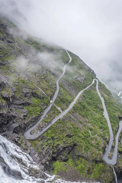 Дивовижна Панорама Trollstigen Серпантин Гірської Дороги Норвегії — стокове фото