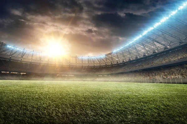 Fotbalový stadion s tribuny — Stock fotografie