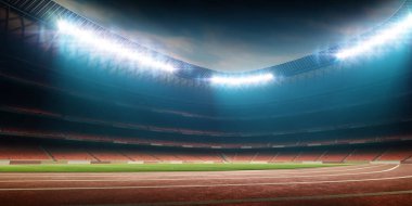 Spor stadyumu. Atletik pist. Parça ve alan. 