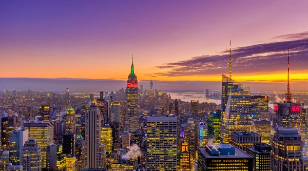 Nueva York Nueva York Enero 2018 Puesta Sol Sobre Vista — Foto de Stock