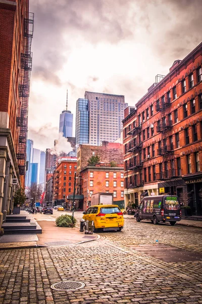 Nova York Nova York Março 2018 Baixa Manhattan Rua Pavimentada — Fotografia de Stock