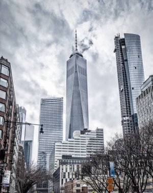 New York City, ABD, Jan 2018, Dünya Ticaret Merkezi Manhattan şehir merkezine uzaklık görünümünde