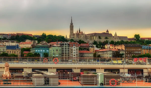 Budapeszt Węgry Sierpień 2019 Widok Górny Pokład Łodzi Viking River — Zdjęcie stockowe