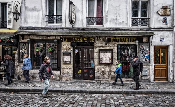 Paris France Fev 2020 Urban Scene Bar Restaurant Taverne Montmartre — стокове фото