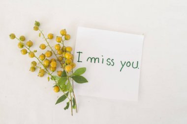 i miss you message card with grain flowers