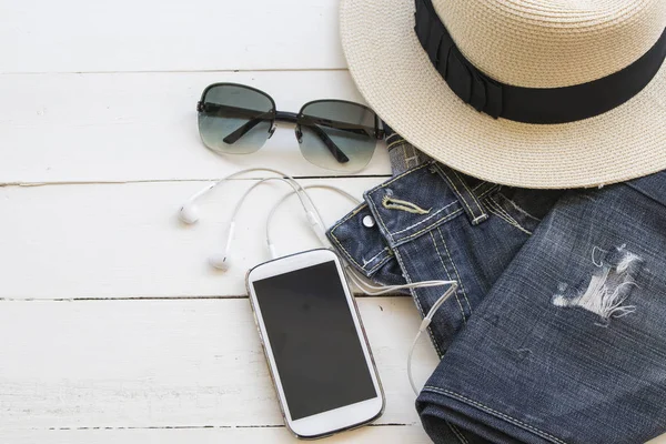 Accessoire levensstijl mode vrouw voor reis — Stockfoto