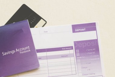 saving account pass book bank and slip deposit of bank clipart