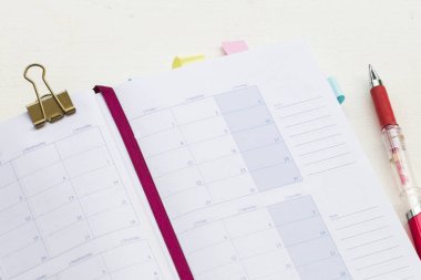defter aylık planlayıcısı kayıt arka plan beyaz iş için