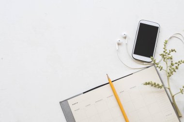 cep telefonu için iş tablo beyaz dizüstü bilgisayar planlayıcısı