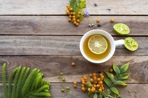 Ervas Bebidas Saudáveis Mel Quente Limão Cuidados Saúde Para Tosse — Fotografia de Stock