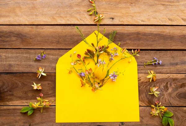 Tamarinde Bloem Gele Bloemen Ylang Ylang Paarse Bloemen Envelop Kruidenplant — Stockfoto