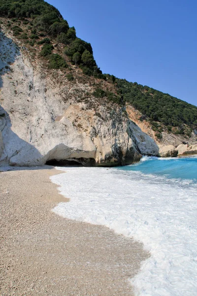 Niesamowity krajobraz Myrtos beach, Kefalonia, Grecja — Zdjęcie stockowe