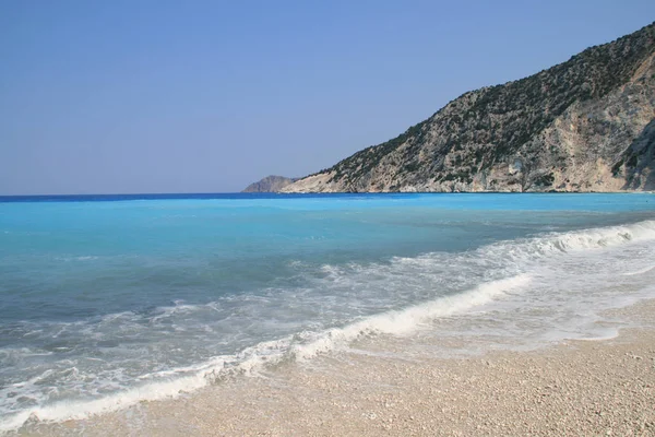 Úžasná krajina Myrtos beach, Kefalonia, Jónské ostrovy — Stock fotografie
