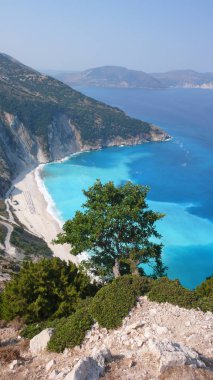 Muhteşem deniz manzarası Myrtos beach, Kefalonia, Ionian Islands