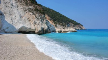Muhteşem deniz manzarası Myrtos beach, Kefalonia, Ionian Islands