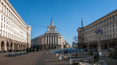 Sofia, Bulgaristan - 20 Aralık 2016: Bakanlar ve başkanlık - Sofya binalar
