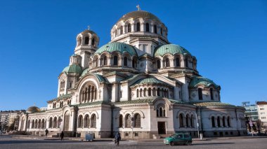 Sofia, Bulgaristan - 20 Aralık 2016: Alexander Nevsky Cathedral Sofya şehir