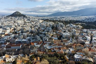 Acropolis panoramik şehir Atina'ya, Attica,