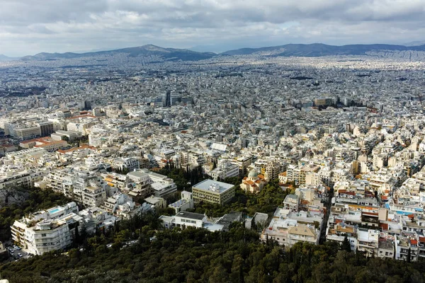 Erstaunliches panorama der stadt athens vom lycabettus-hügel, attika — Stockfoto