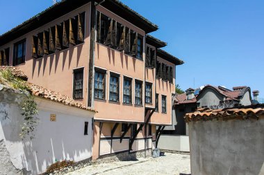 Plovdiv, Bulgaristan - 10 Haziran 2017: Eski şehir Plovdiv Bulgar canlanma süre evden