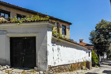 Plovdiv, Bulgaristan - 10 Haziran 2017: Eski şehir Plovdiv Bulgar canlanma süre evden