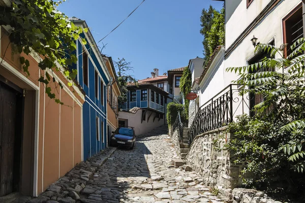 Plovdiv, Bulgaristan - 10 Haziran 2017: Eski şehir Plovdiv Bulgar canlanma süre evden