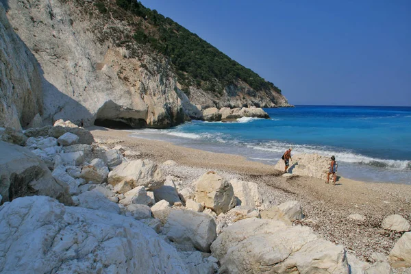 Kefalonia, 그리스-2012 년 9 월 8 일: 프리 Myrtos 해변, Kefalonia, 그리스 — 스톡 사진