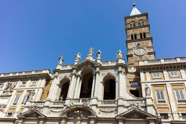 Rome, İtalya - 22 Haziran 2017: Ön görünümü Basilica Papale di Santa Maria Maggiore Roma