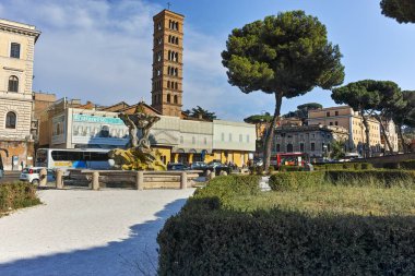 Rome, İtalya - 22 Haziran 2017: görünüm, kilise Santa Maria Cosmedin'deki Roma şehir içinde şaşırtıcı