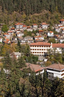 Şaşırtıcı Panorama Shiroka Laka kasaba ve Rodop Dağları, Bulgaristan
